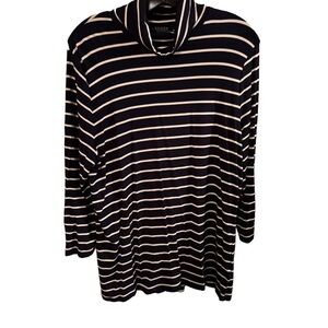 Lauren Ralph Lauren Women’s Large Navy Blue/white Striped Turtleneck Top